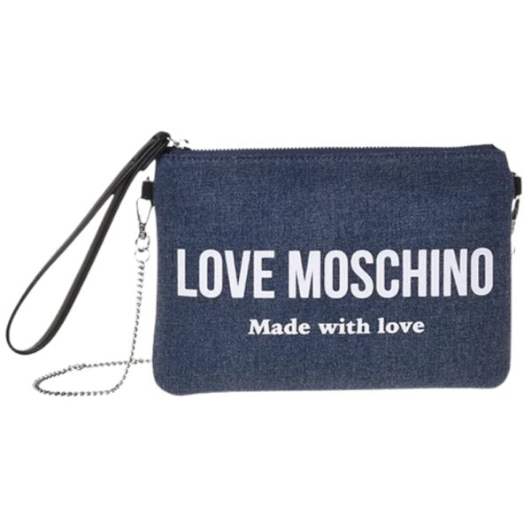Pochette Love Moschino a tracolla denim logo
