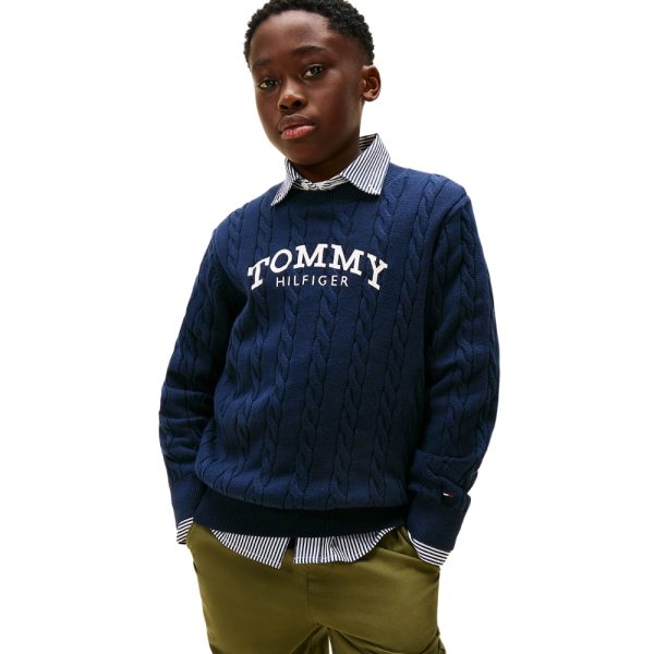Pullover Tommy Hilfiger in maglia intrecciata con logo