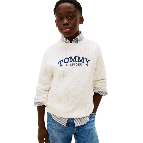 Pullover Tommy Hilfiger in maglia intrecciata con logo