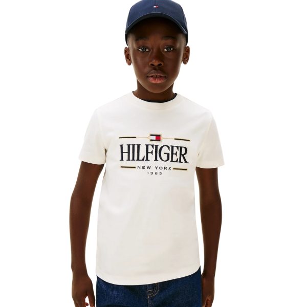 T-Shirt Tommy Hilfiger in maglia interlock con logo ricamato