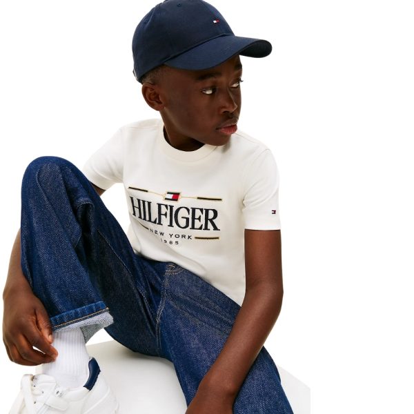 T-Shirt Tommy Hilfiger in maglia interlock con logo ricamato