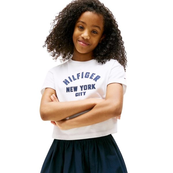 T-shirt Tommy Hilfiger junior relaxed fit con logo in raso