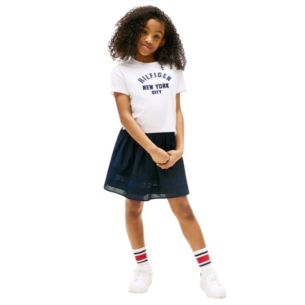 T-shirt Tommy Hilfiger junior relaxed fit con logo in raso