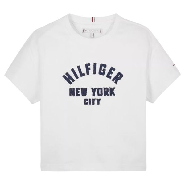 T-shirt Tommy Hilfiger junior relaxed fit con logo in raso