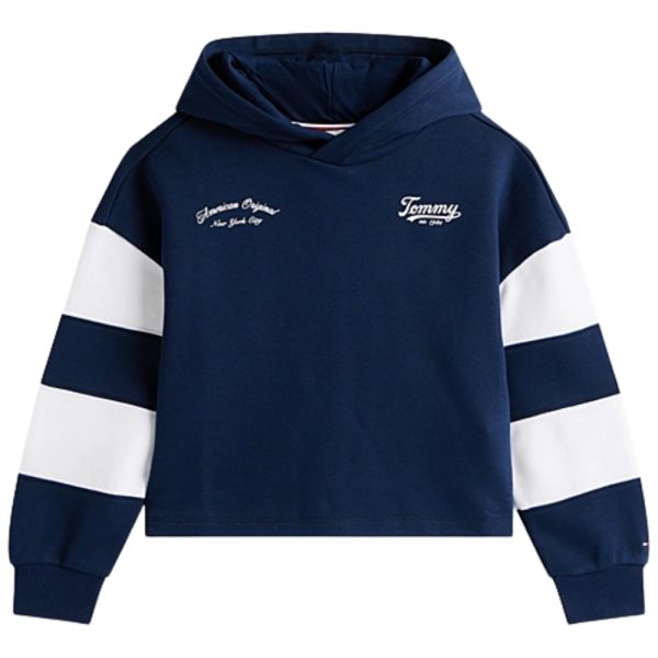 Felpa Tommy Hilfiger junior color block con cappuccio e logo