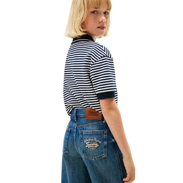 Jeans Tommy Hilfiger junior vintage wash sbiaditi con logo ricamato
