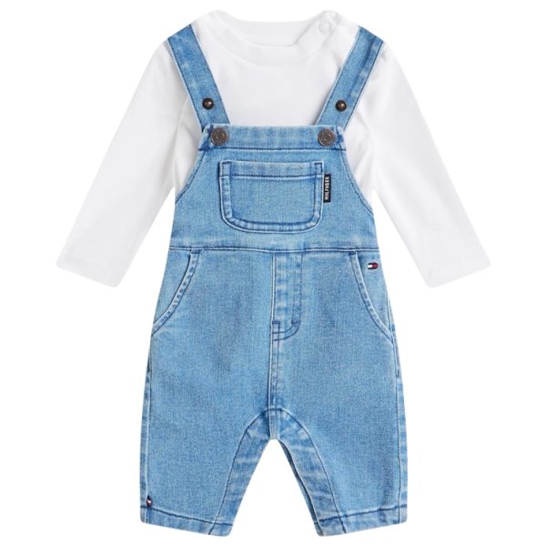 Completo Tommy Hilfiger T-shirt e salopette in denim