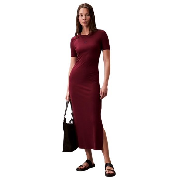 Abito Calvin Klein midi in modal a costine elasticizzato