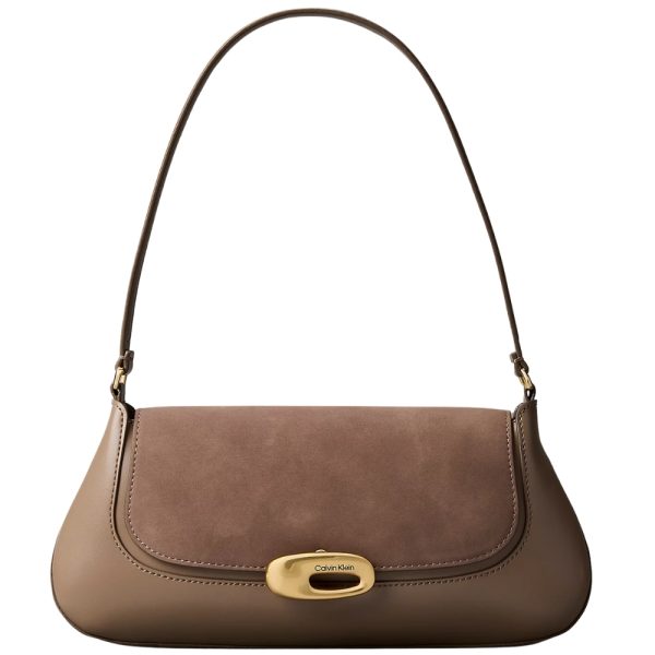 Borsa Calvin Klein da spalla in camoscio spazzolato incisa
