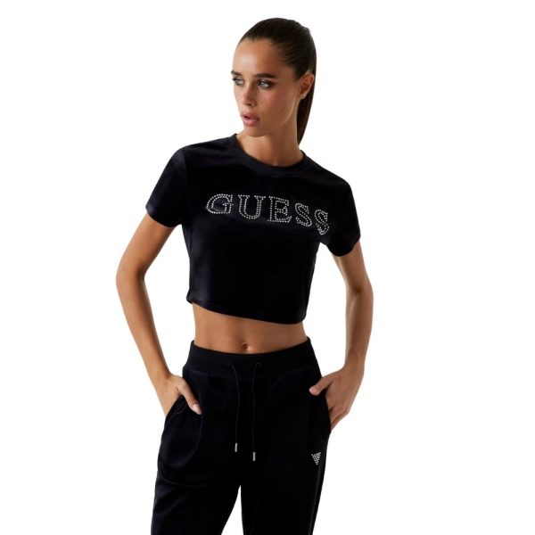 T-Shirt Guess cropped in velluto