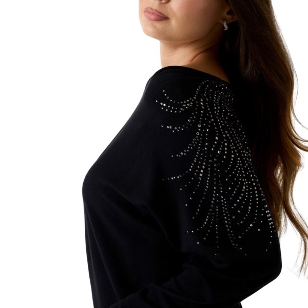 Maglione Guess scollo a barca strass