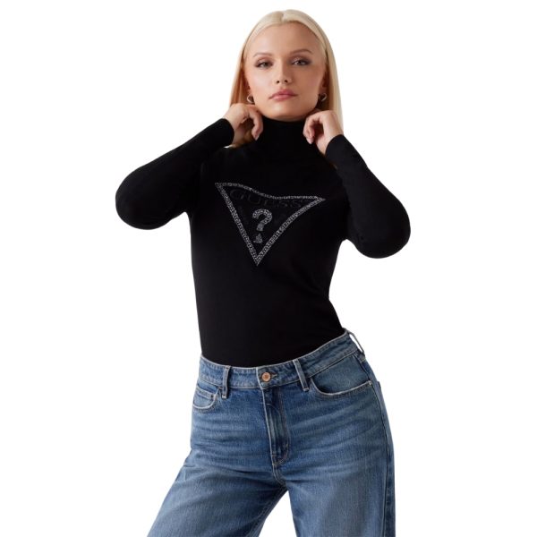 Maglione Guess collo alto logo triangolo
