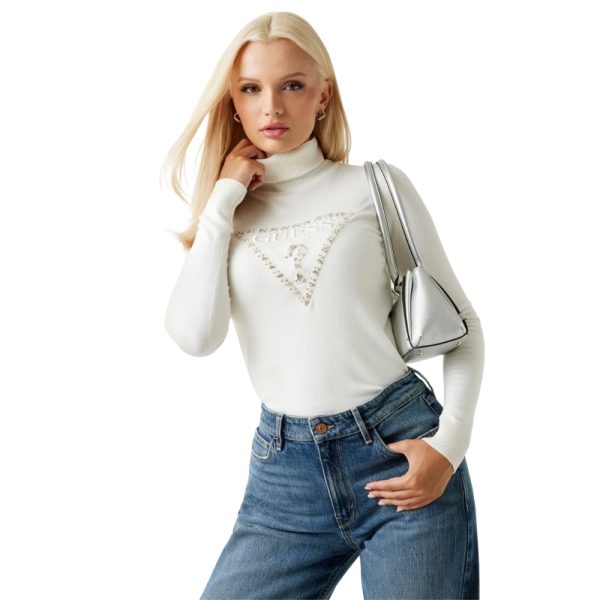 Maglione Guess collo alto logo triangolo