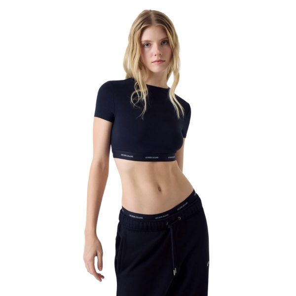 Top Guess cropped con fascia logata