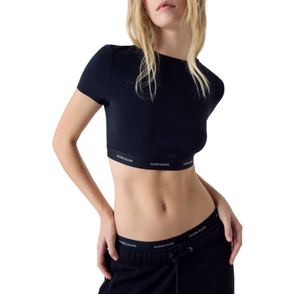 Top Guess cropped con fascia logata