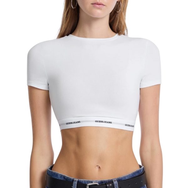 Top Guess cropped con fascia logata