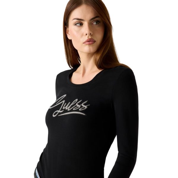T-shirt Guess con logo in strass