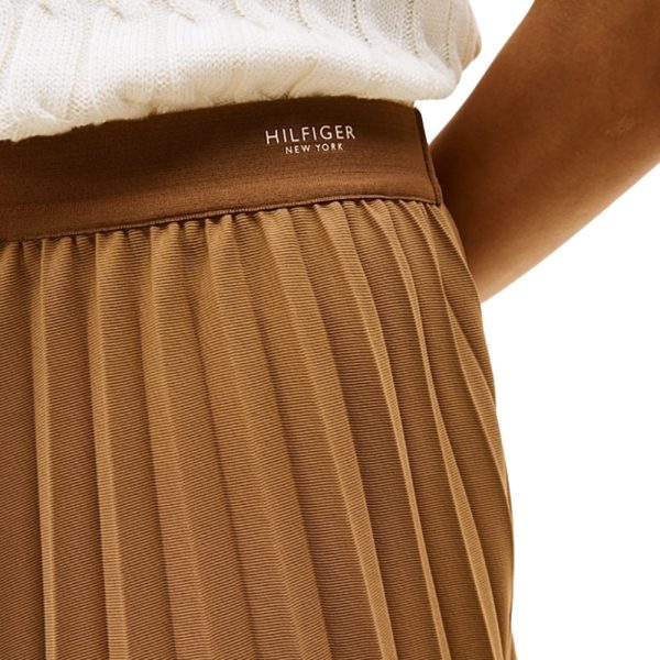 Gonna Tommy Hilfiger midì plissettata con logo in vita