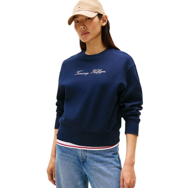Felpa in piqué Tommy Hilfiger con logo ricamato