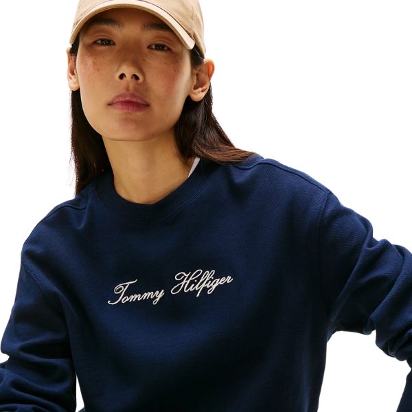 Felpa in piqué Tommy Hilfiger con logo ricamato