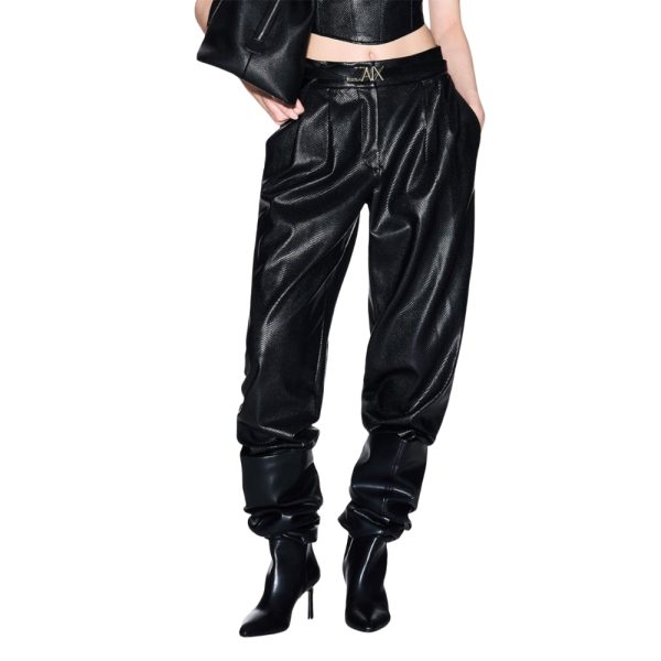 Pantaloni Armani Exchange in ecopelle con pinces