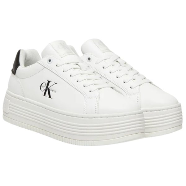 Sneaker con plateau in pelle